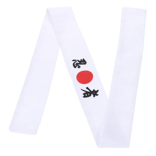 ELAYARD Stirnband mit Ninja-Print Küchen-Sushi-Koch-Haarband Taekwondo-Stirnband Hibach japan stirnband japanisches kopfband Bushido-Stirnband Japanisches Kostüm-Stirnband Baumwolle Weiß von ELAYARD