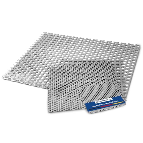 Elbemetall Lochblech Aluminium 100 x 100 mm mit 1,0 mm Stärke/Metall Lochblech 5 mm Rundloch, 7-8 mm Lochabstand/Lochbleche aus Al 99,5 Werkstoff/hochwertiges Lochblech aus Metall von ELBEMETALL