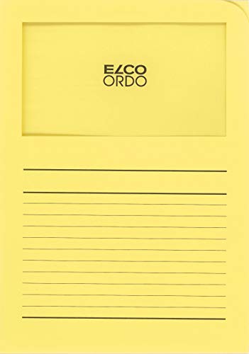 ELCO 73695.71 Ordo classico Verpackung mit 10 Dokumentenhülle aus Papier mit Linienaufdruck, 220x310, 120g, gelb, Fenster: ja von ELCO