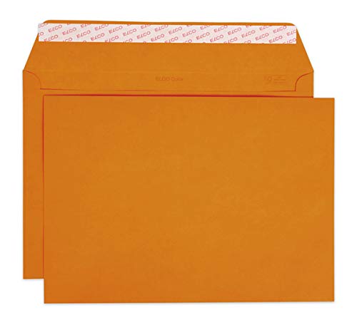 Elco 24095.82 Color Box mit Deckel und 200 Briefumschläge/Versandtasche, Haftklebeverschluss, C4, 120g, orange, Fenster: nein von ELCO