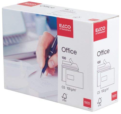 Elco Briefumschlag Office in Shop Box - C5, hochweiß, haftklebend, mit Fenster, 100 g/qm, 100 Stück; Packungsinhalt: 100 Stück von ELCO