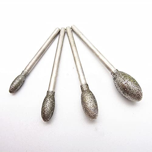 Diamantkopf-Schleiffräser-Set, 5 Stück ovale Diamant-Polier- und Schleifköpfe, Fräser, Schaft, Jade-Stein, Schnitzerei, Gravurwerkzeug, Bohrer, beschichtete Bohrerpunkte(10(2.35mm Shank)) von ELDFLRURB