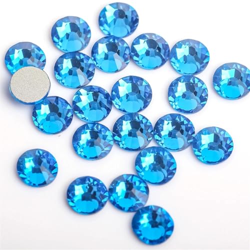 Flatback Kristall Strasssteine, Strasssteine zurüc 144 stücke 3D Nail art Strass Kristall Nicht HotFix Nail art Dekorationen for dekoration(Capri Blue,SS30) von ELDFLRURB