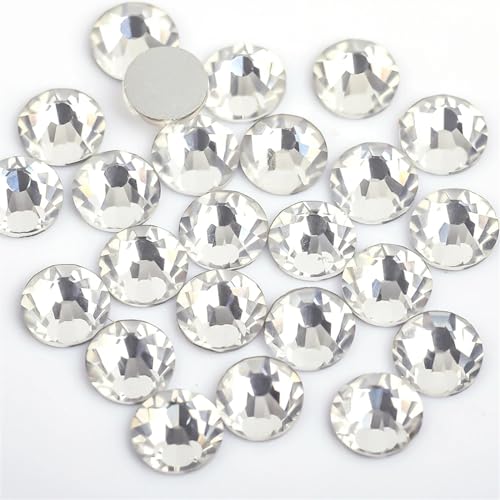 Flatback Kristall Strasssteine, Strasssteine zurüc 144 stücke 3D Nail art Strass Kristall Nicht HotFix Nail art Dekorationen for dekoration(Crystal Clear,SS34) von ELDFLRURB