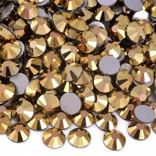 Flatback Kristall Strasssteine, Strasssteine zurüc AB Glitter Strass Glas Nicht Hotfix Strass Flatback Diamant Nail Art Dekorationen for dekoration 1440 stücke(Mine Gold,SS4.0) von ELDFLRURB