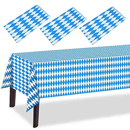 ELECLAND 3-teilige Oktoberfest-Tischdecke, 137 x 274 cm, Oktoberfest-Bayern-Flagge, kariert, Blaue Tischdecke für Party-Dekorationen mit Oktoberfest-Motto von ELECLAND