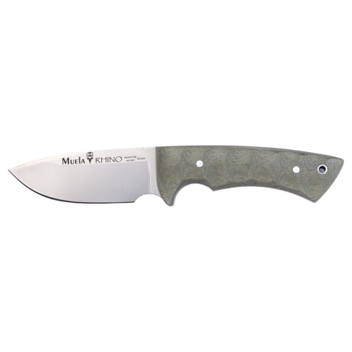 Muela full tang Jagdmesser, Modell RHINO-SV.G/K SANDVIK 14C28N Stahlklinge mit 10 cm, Grün Micarta Leinwand Griffe, Dieses Messer beinhaltet Kydex Desert Scheide + Multipurpose Gift Card. von ELECTROPOLIS