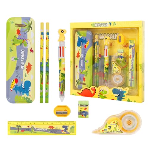 7-teiliges Set gelber Schulbürobedarf, gelbe Schreibtischaccessoires, Schreibwarenset für Kinder mit Bleistift, Radiergummi,Lineal, Korrekturband,Geschenke für Schüler, Lehrer, Büroangestellte. von ELENTGE