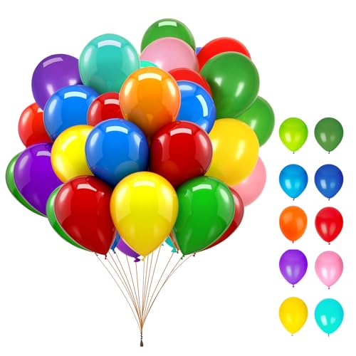 100 Stück Luftballons Bunt, 10 Farben Latex Ballons, Regenbogen Luftballons, Luftballons Geburtstag, Partyballon Dekorationen für Geburtstage Valentinstag Graduierung Kommunion Thema Party (12 Zoll) von ELEPRUC