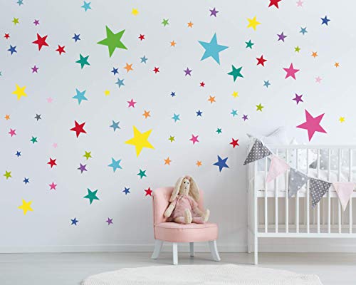 ELES VIDA - 50 Sterne Wandtattoo fürs Kinderzimmer - Wandsticker Set - Pastell Farben, Baby Sternenhimmel zum Kleben Wandaufkleber Sticker Wanddeko - Kleinkinder, Rauhfaser, Bunt von ELES VIDA