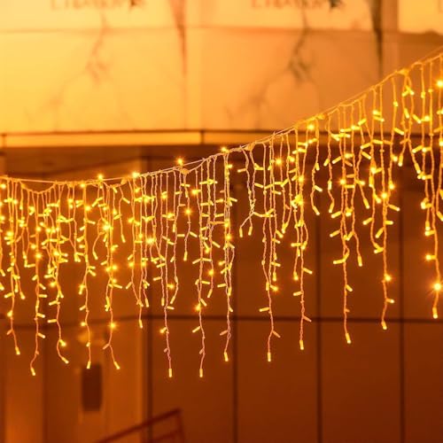 10M 400LED Eisregen Lichterkette Außen Innen,Weihnachten Lichterketten Außenbereich mit Timer,IP44 Wasserdicht 8 Modi Weihnachtsbeleuchtung Lichtervorhang Außen für Balkon,Party,Traufe,Geländer von ELEUTH