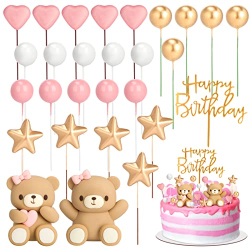 28 Stück Kuchen Tortendeko,DIY Tortendeko Kuchen Cake Topper Happy Birthday Tortendeko Hochzeit für Geburtstag Hochzeitstag Babyparty,Rosa von ELIAUK