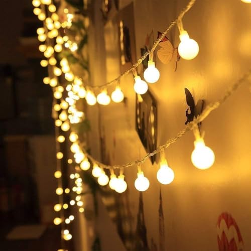 ELINKUME Globus Lichterkette,4.2M/13.8ft 40 LED Lichterketten Batteriebetrieben Dekorative Beleuchtung für Schlafzimmer Weihnachten Hochzeit Party (Warmweiß) von ELINKUME