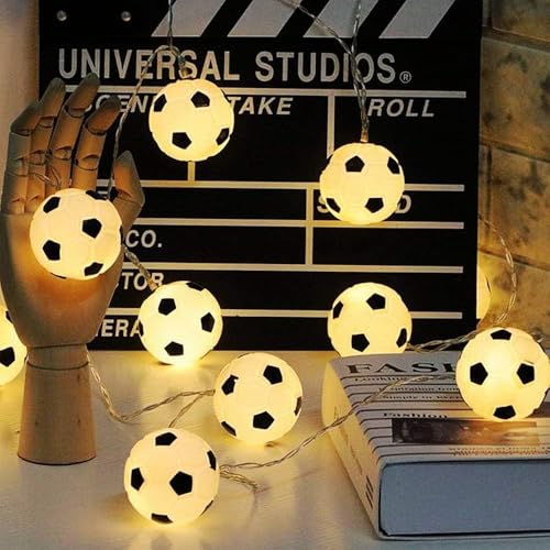 ELINKUME Lichterketten 20LEDs Fußball Dekoration Moderne Kugeln Modellierung Innendekoration Beleuchtung Warmweiß Licht 3M/9.84ft Länge Geeignet für Thema Party/Home Decor von ELINKUME