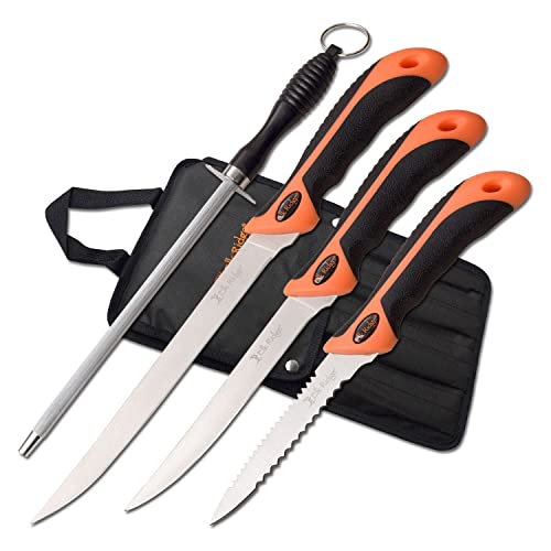 Elk Ridge, Outdoormesser, ER-200-13SET, Nylonfasergriff, Feste Klinge, Messer -Filetiermesser, Angelmesser von ELK RIDGE