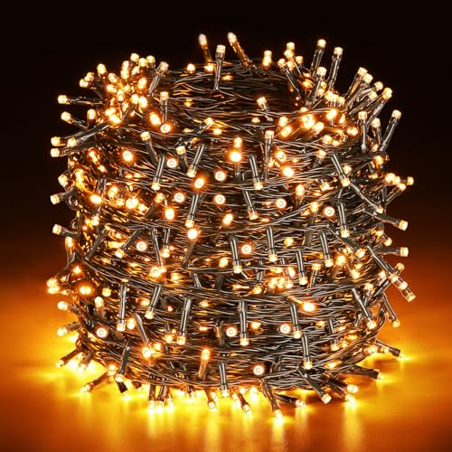 ELKTRY 100M LED Lichterkette Außen, 1000 LEDs 8 Modi Lichterketten Innen, Warmweiß IP44 Lichterkette Strom für Schlafzimmer, Kinderzimmer, Balkon, Garten, Terrasse, Hochzeit, Weihnachten von ELKTRY