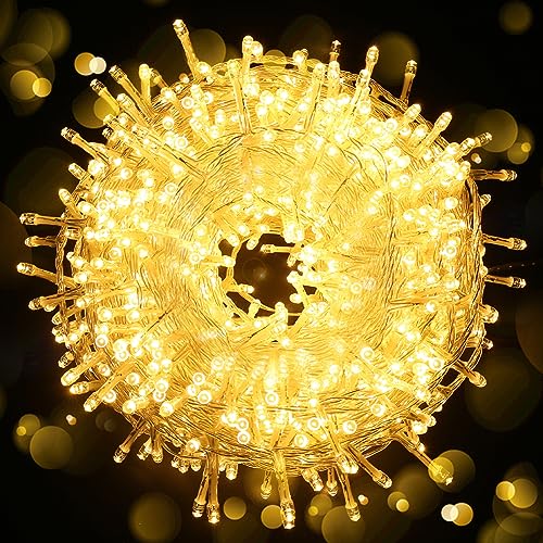 ELKTRY 2000 LED Lichterkette Außen, 50M Warmweiß Lichterkette innen mit stecker, 8 Modi IP44 Wasserdicht Weihnachtsbeleuchtung für Weihnachtsbaum Kinderzimmer Balkon Garten Terrasse Hochzeit von ELKTRY