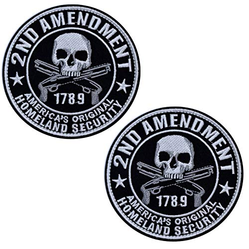 ELLEWIN 2nd Amendment Original Homeland Security Motorrad Weste Patches Biker Patches für Lederwesten Jacken Herren Klettverschluss-Rückseite, 10,2 cm, 2 Stück von ELLEWIN