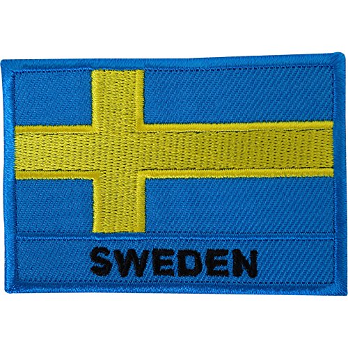 Aufnäher mit Schwedischer Flagge, gestickt, für T-Shirt/Jacke/als Abzeichen, zum Aufbügeln von ELLU