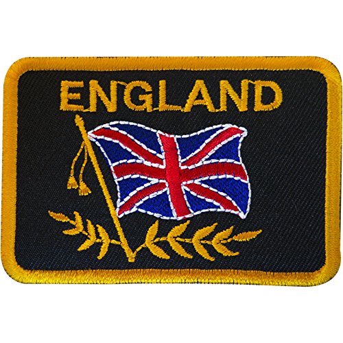 ELLU Bestickter Aufnäher mit England-Flagge, Union Jack, 7,5 cm breit x 5 cm hoch, Rechteckig, 1 Stück, Aufbügeln, Stoff, National, Aufnäher von ELLU