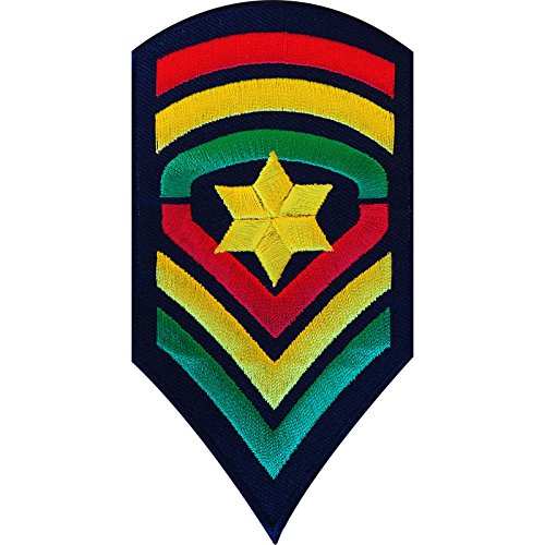 Bestickter Aufnäher zum Aufbügeln im Rasta-Armee-Stil, Biker-Abzeichen, Chevrons Star Sergeant von ELLU