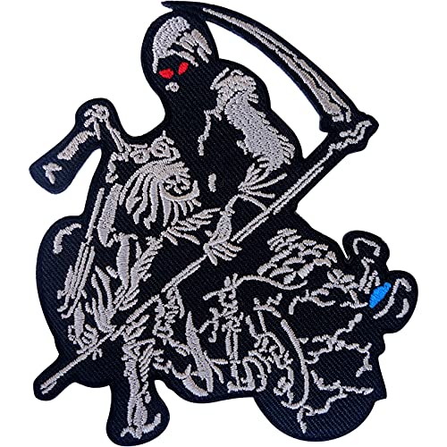 ELLU Grim Reaper Chopper Patch zum Aufbügeln auf Motorrad Motorrad gesticktes Abzeichen von ELLU