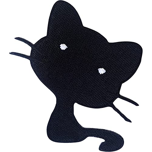 ELLU Schwarze Katze Aufnäher T-Shirt zum Aufnähen Jeansrock Anzugjacke gesticktes Abzeichen von ELLU