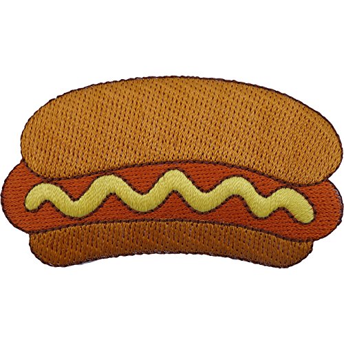 Hot Dog Aufnäher Fast Food, bestickt, zum Aufnähen oder Aufbügeln, für T-Shirt, Tasche, Jacke, Mantel von ELLU