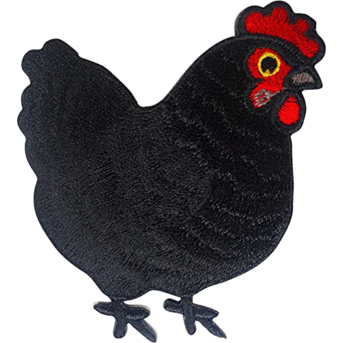 ELLU Huhn Aufnäher Aufnähen Henne Gesticktes Abzeichen Hahn Stickerei Applique von ELLU