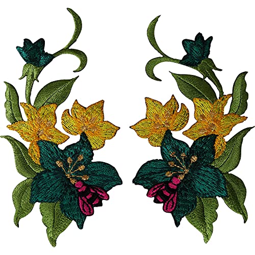 Paar Blumenaufnäher Eisen Aufnähen Auf Kleidung Gestickte Aufnäher Abzeichen Biene Blumen von ELLU