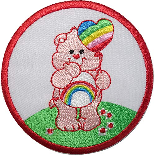 Pflege Bären Regenbogen rosa Cheer Bear Patch Eisen auf nähen auf Herz gestickt Abzeichen von ELLU