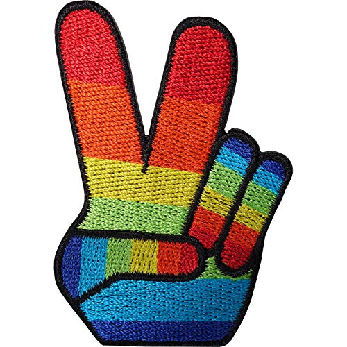 Regenbogen V für Sieg Eisen auf Patch Friedenszeichen gestickt Abzeichen Homosexuell Stolz nähen von ELLU