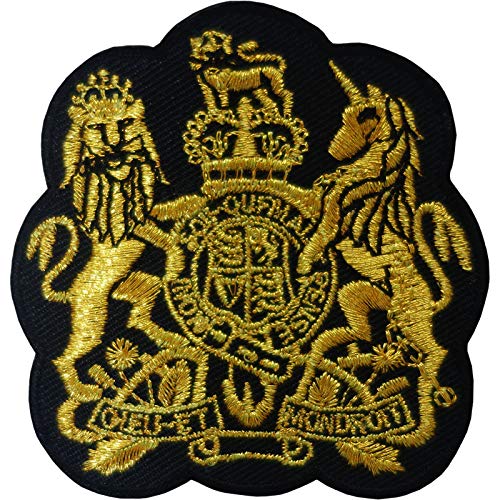 Royal Wappen Patch Eisen nähen auf gesticktem Abzeichen UK England GB Schwarzes Gold von ELLU