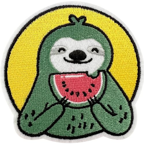 Wassermelonen-Faultier-Aufnäher zum Aufbügeln oder Aufnähen auf Kleidung, Jeansjacke, Hemd, besticktes Abzeichen Wassermelonen-Faultier-Aufnäher zum Aufbügeln oder Aufnähen auf Kleidung, Jeansjacke, Hemd, besticktes Abzeichen von ELLU