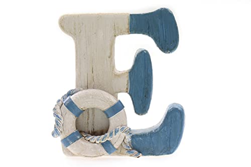 ELLUG 3D Maritime Alphabet-Dekobuchstaben in Holzoptik für Initialen, Namen, Lieblingswörter aus Kunsstein zum Stellen, H: 13-16cm, Dekoartikel Stehdekoration (E) von ELLUG