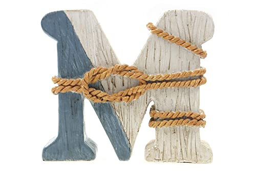 ELLUG 3D Maritime Alphabet-Dekobuchstaben in Holzoptik für Initialen, Namen, Lieblingswörter aus Kunsstein zum Stellen, H: 13-16cm, Dekoartikel Stehdekoration (M) von ELLUG