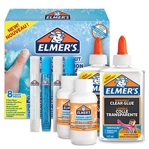 Elmer's Frosty Slime Kleber-Kit | mit klarer kleber | Glitzer-Klebestifte & magische Schleim-Aktivator-Flüssiglösung | 8-teiliges Kit von ELMER'S