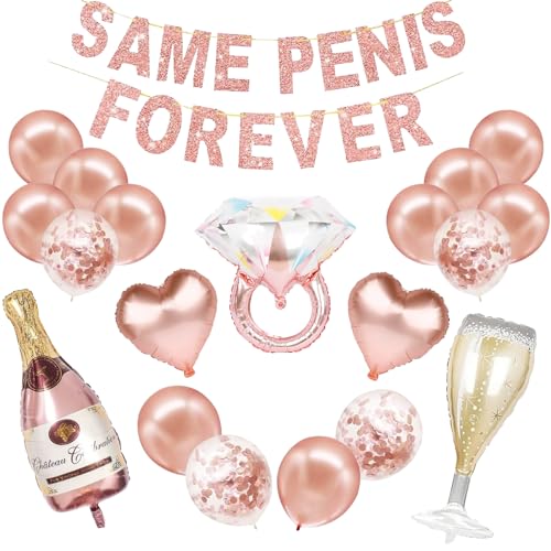 JGA Deko Frauen, Junggesellenabschied Frauen Dekoration Luftballons, Bride To Be Ballons Rosegold, mit Konfetti Luftballons Banner Folienballons für Bachelorette Abschied Party (Design B) von ELNLE