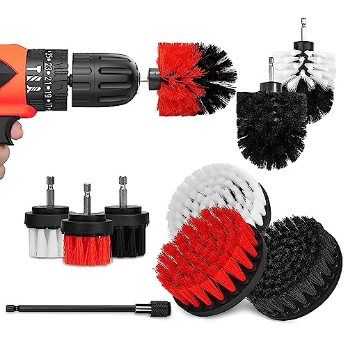 Bürstenaufsatz Akkuschrauber,10 Stück Bürstenaufsatz Bohrmaschine Set [Weiche & Mittel & Harte Bürsten] Drill Brush, Bürste Akkuschrauber für Felgenbürste, Polsterbürste Auto,Küche, Badewanne von ELOSIS