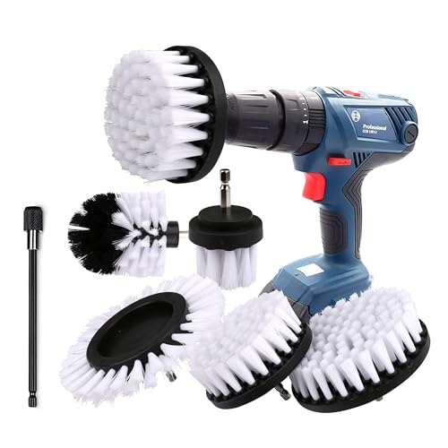 Bürstenaufsatz Bohrmaschine Set, Bürstenaufsatz Akkuschrauber 6 Stück Reinigungsbürste Felgenbürste Scrubber Reinigung Bürste Kit für Felgen, Badewanne, Fliesen, Küche, Auto, Sofa Ecken & Grill von ELOSIS