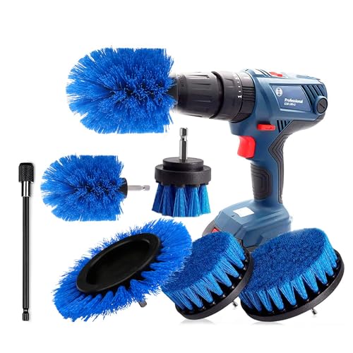 Bürstenaufsatz Bohrmaschine Set 6 Stück Bohrbürsten Befestigung Reinigungsbürste Felgenbürste Scrubber Reinigung Bürste Kit für Felgen, Badewanne, Fliesen, Küche, Auto, Sofa Ecken & Grill von ELOSIS