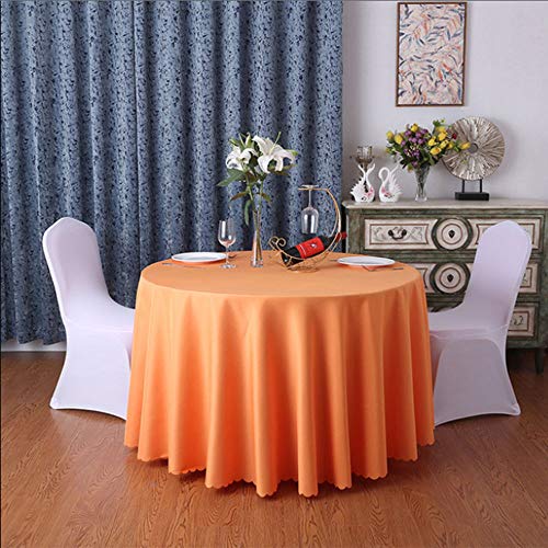 ELR Runde Tischdecke aus Polyester, für Hochzeit, Restaurant, Party, Bankett, Dekoration, Orange, Durchmesser 1,6 m von ELR