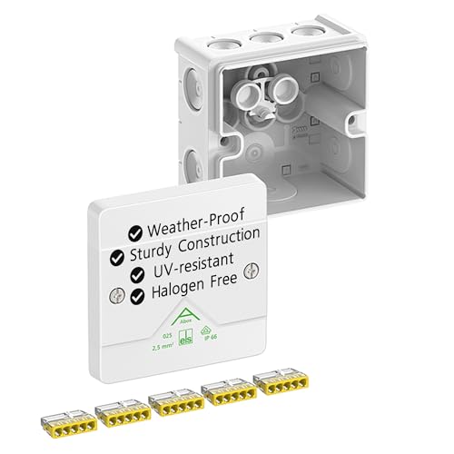 Spelsberg Abox 025-2,5²/w Professionelle IP66-Abzweigdose mit 5 schraubenlosen 5-adrigen Klemmen, VDE-zertifiziert, interne Befestigungspunkte für Industrie & Außenbereich (weiß) von ELS