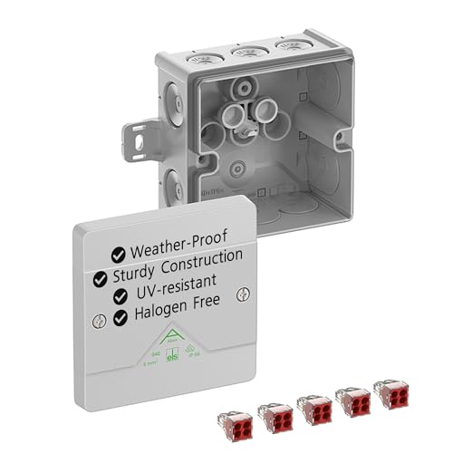 Spelsberg Abox 040 AB-4² Professionelle IP66-Abzweigdose mit 5 schraubenlosen 5-adrigen Klemmen, VDE-zertifiziert, externe Befestigungspunkte für Industrie & Außenbereich (Grau) von ELS