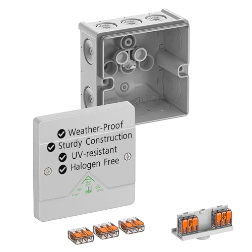 Spelsberg Abox SL-4² Professionelle IP66-Abzweigdose mit 5 erhöhten, schraubenlosen 3-adrigen Klemmen, VDE-zertifiziert, interne Befestigungspunkte für Industrie & Außenbereich (Grau) von ELS