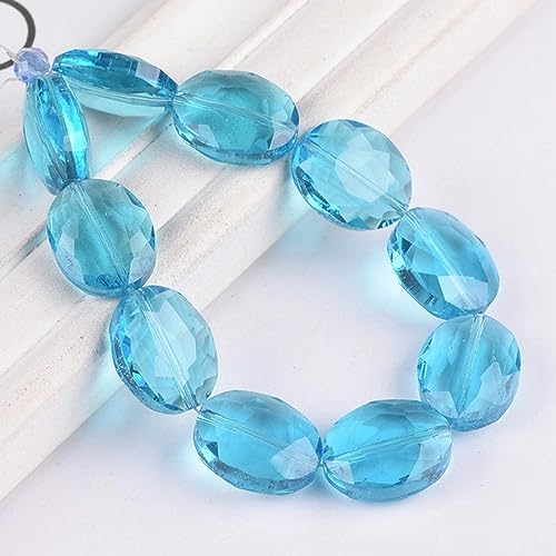 10 Stück ovale facettierte Kristallglasperlen lose Perlen für die Schmuckherstellung DIY Crafts-Lake Blue-20x16mm von ELdtec