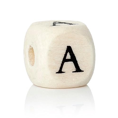 Perlen Holz Abstandsperlen Würfel Natürliches Alphabet Buchstabe 30 Stück-Standard von ELdtec