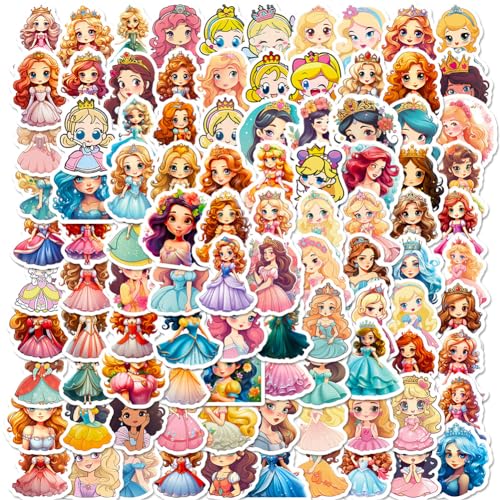 Süße Prinzessin Aufkleber für Laptop, 100pcs kinder Prinzessin Aufkleber für Cartoon-Aufkleber für Kinder Niedlich Anime Aufkleber Für Helme, Water Bottle Tablets Schultaschen Kühlschränke von ELfcAt