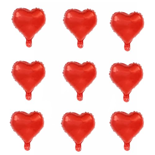 10 Zoll rote Herzform Folienballons Mylar-Luftballons für Hochzeit Valentinstag Dekorationen, 50 Stück von EMAAN