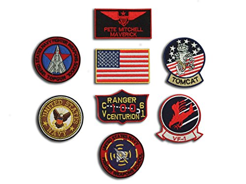 Top Gun Fighter ( Pete Mitchell ) Tactics Patch Set Fancy Kleid Eisen auf Patch – Set of 8 Stickerei-Abzeichen von EMBROIDERY KING